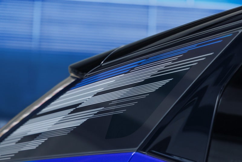Close-up of the Modern Pattern on the 2026 OPTIQ-V Rear Quarter Glass | Bomnin Cadillac Nanuet in Nanuet NY